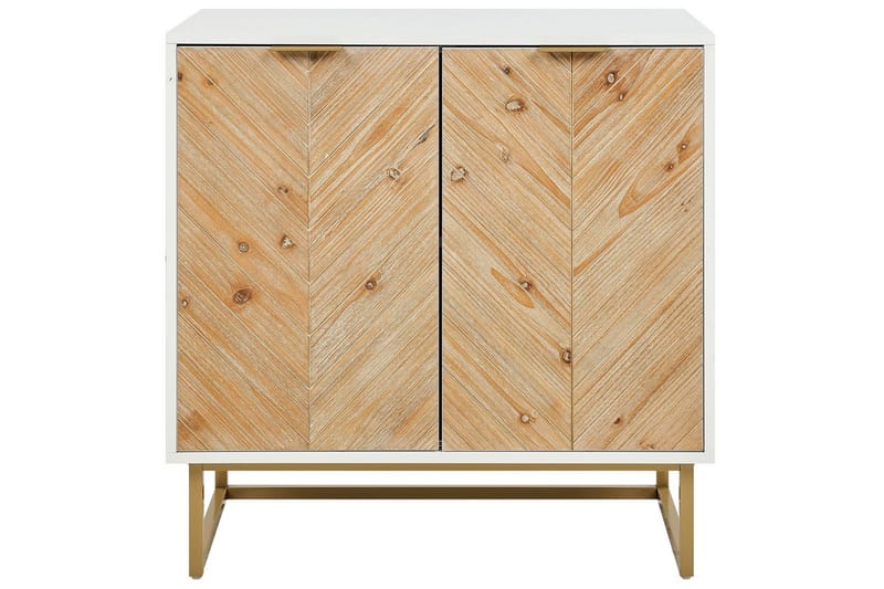 Sidebord Alaska Hvit, lyst tre, Gull - Hvit/lyst tre/Gull - Møbler - Bord - Avlastningsbord - Lampebord & sidebord