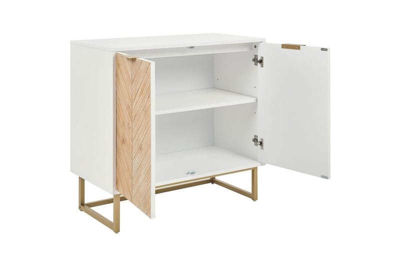 Sidebord Alaska Hvit, lyst tre, Gull - Hvit/lyst tre/Gull - Møbler - Bord - Avlastningsbord - Lampebord & sidebord
