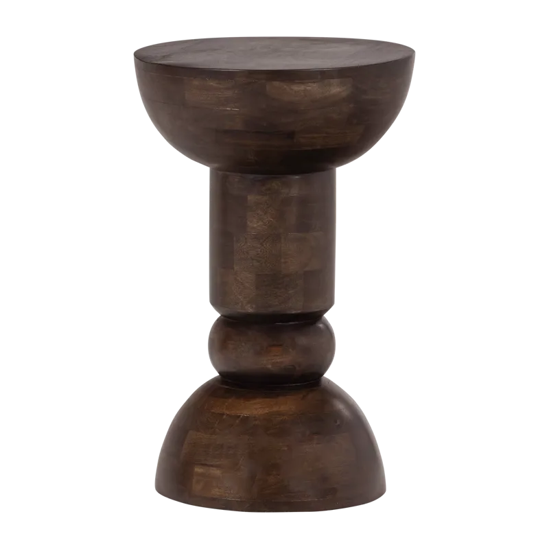 Sidebord Emel 40 cm rundt, Mørk brun