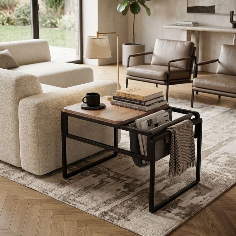 Sidebord Hanah Home Brut (40 x 64 x 45 cm) Atlantic Pine Svart - Møbler - Bord - Avlastningsbord - Lampebord & sidebord