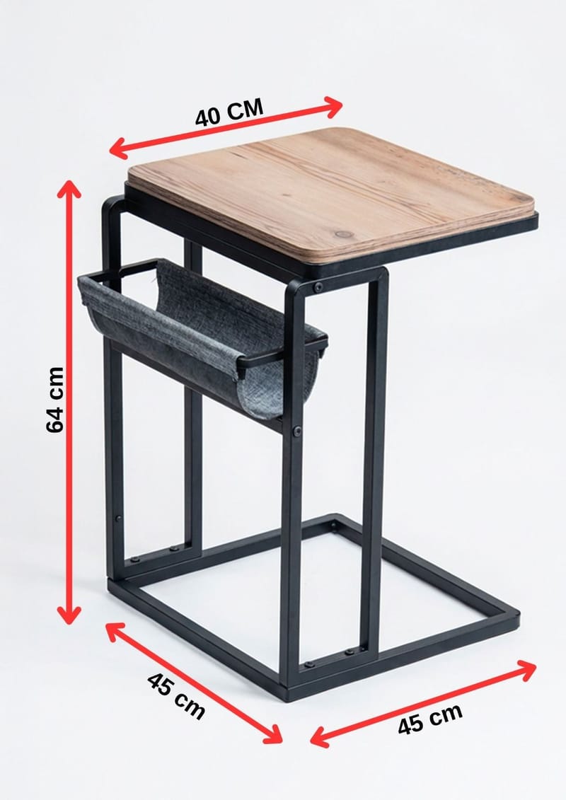 Sidebord Hanah Home Brut (40 x 64 x 45 cm) Atlantic Pine Svart - Møbler - Bord - Avlastningsbord - Lampebord & sidebord