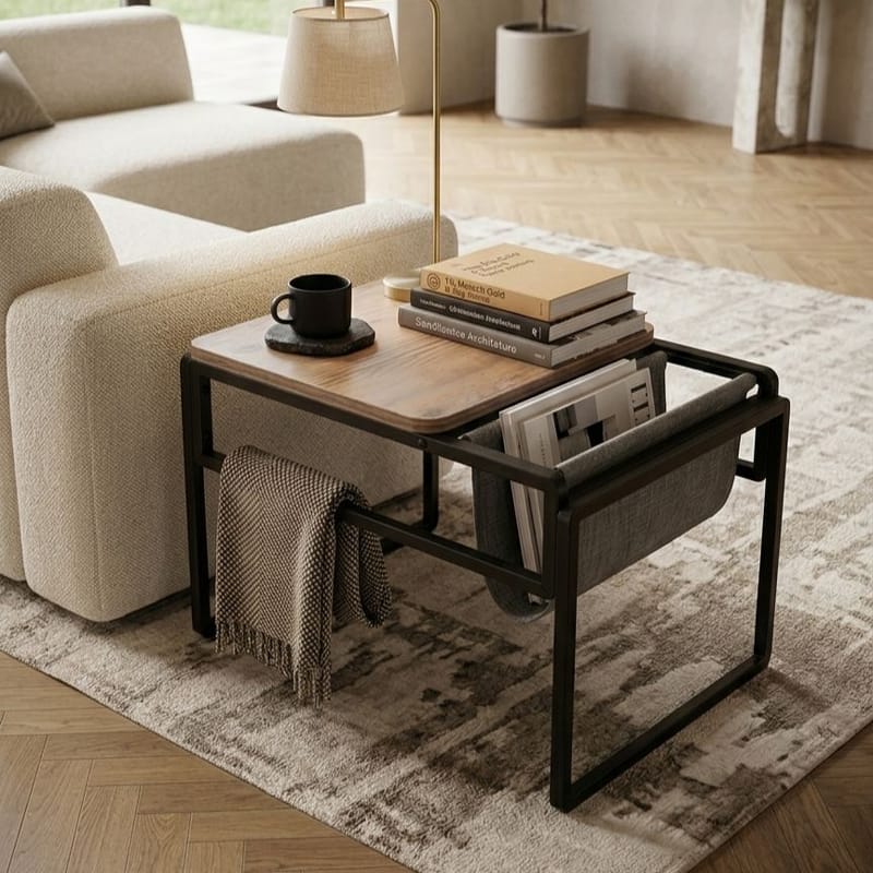 Sidebord Hanah Home Brut (40 x 64 x 45 cm) Atlantic Pine Svart - Møbler - Bord - Avlastningsbord - Lampebord & sidebord
