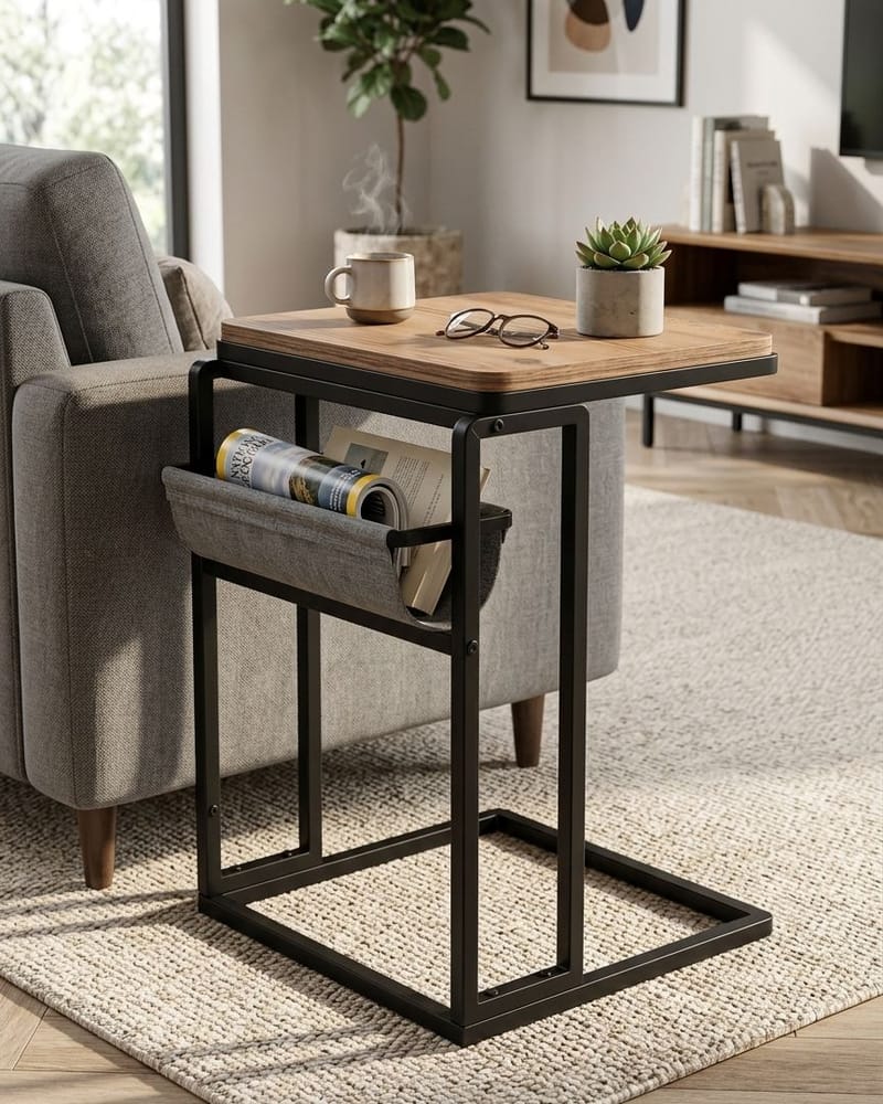 Sidebord Hanah Home Brut (40 x 64 x 45 cm) Atlantic Pine Svart - Møbler - Bord - Avlastningsbord - Lampebord & sidebord