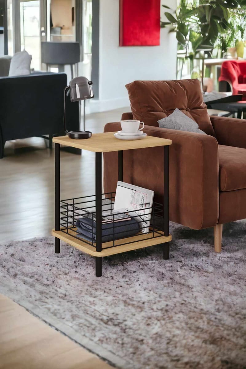 Sidebord Hanah Home Haseki (45 x 58 x 38 cm) Sapphire Oak - Sapphire Oak - Møbler - Bord - Avlastningsbord - Lampebord & sidebord