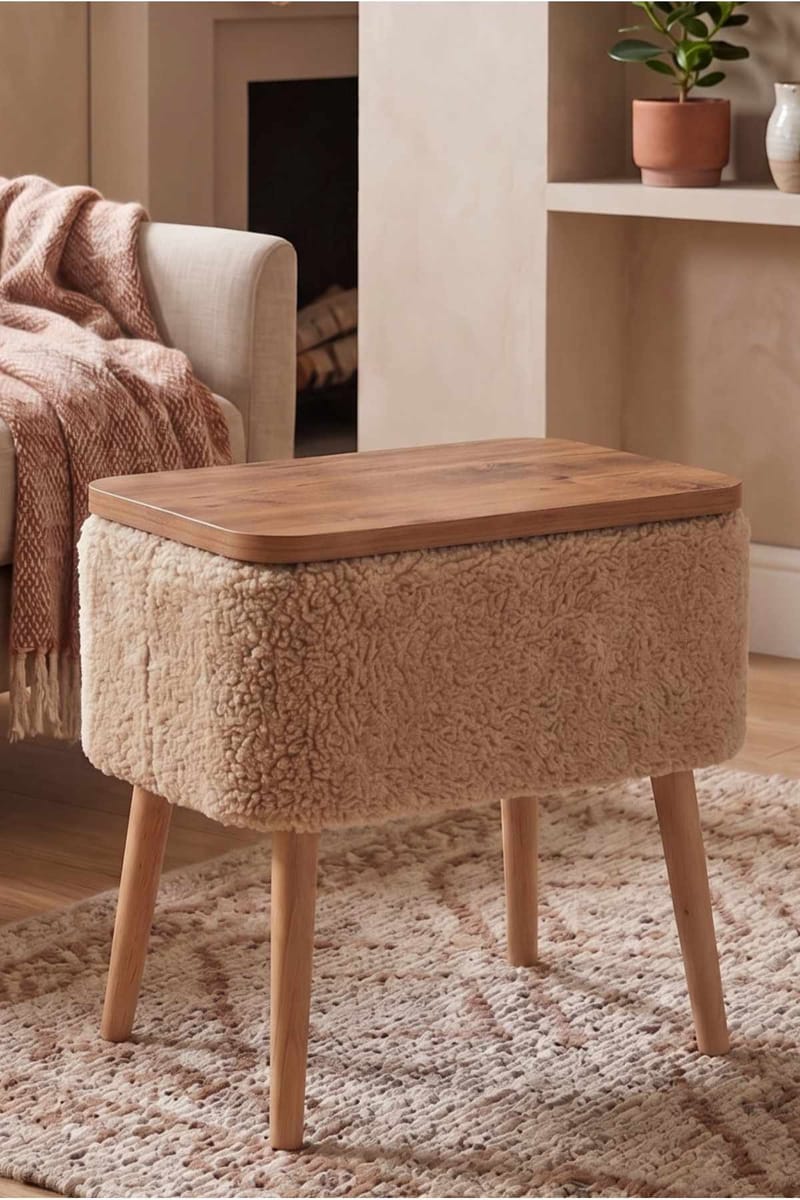 Sidebord Hanah Home Parkway Small (60 x 65 x 30 cm) Beige - Beige - Møbler - Bord - Avlastningsbord - Lampebord & sidebord