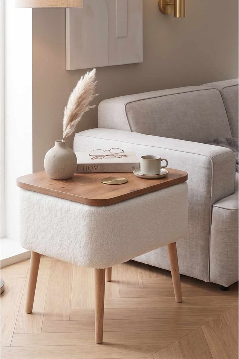 Sidebord Hanah Home Parkway Small (60 x 65 x 30 cm) Hvit - Hvit - Møbler - Bord - Avlastningsbord - Lampebord & sidebord