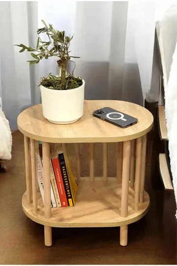 Sidebord Hanah Home Pika (45 x 43 x 30 cm) Sapphire Oak - Sapphire Oak - Møbler - Bord - Avlastningsbord - Lampebord & sidebord