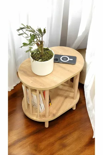 Sidebord Hanah Home Pika (45 x 43 x 30 cm) Sapphire Oak - Sapphire Oak - Møbler - Bord - Avlastningsbord - Lampebord & sidebord