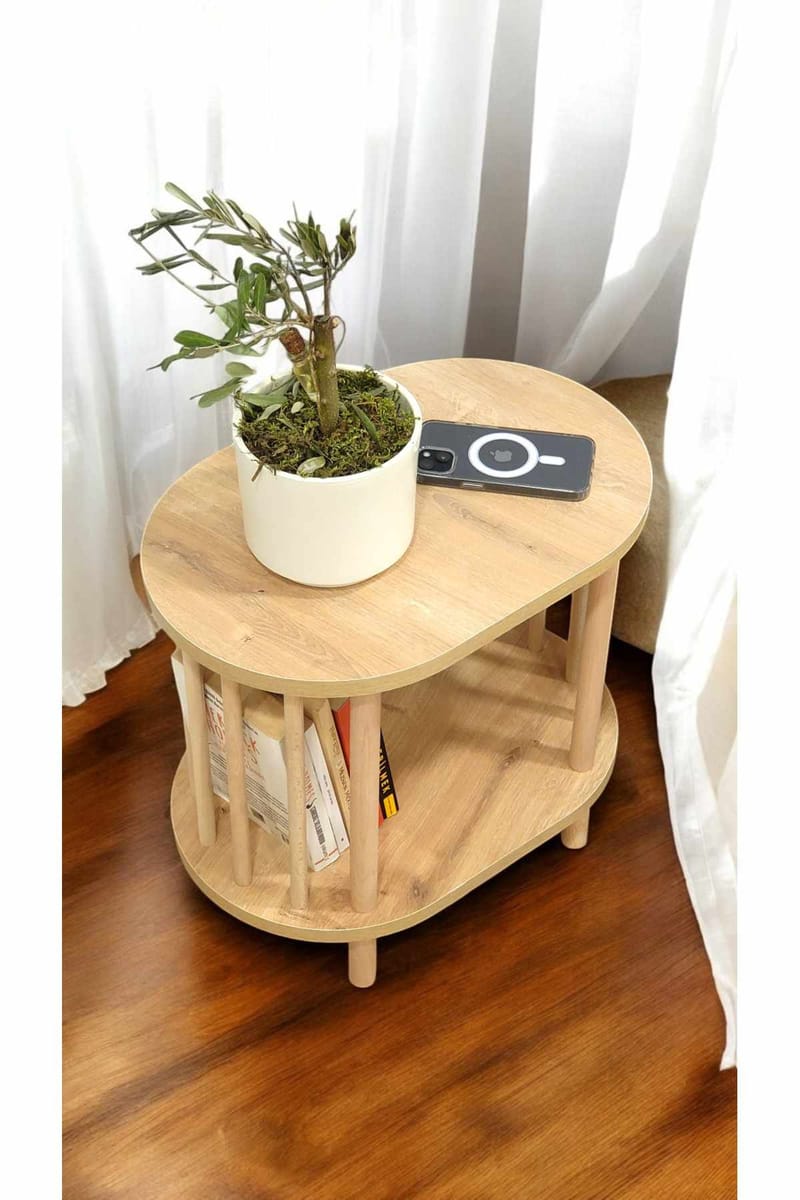 Sidebord Hanah Home Pika (45 x 43 x 30 cm) Sapphire Oak - Sapphire Oak - Møbler - Bord - Avlastningsbord - Lampebord & sidebord