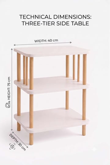 Sidebord Hanah Home Pika Tray (40 x 75 x 30 cm) Hvit - Hvit - Møbler - Bord - Avlastningsbord - Lampebord & sidebord