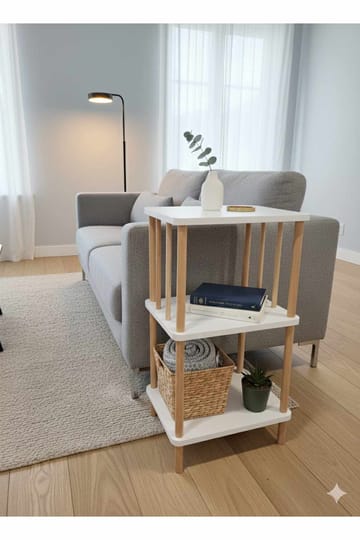 Sidebord Hanah Home Pika Tray (40 x 75 x 30 cm) Hvit - Hvit - Møbler - Bord - Avlastningsbord - Lampebord & sidebord