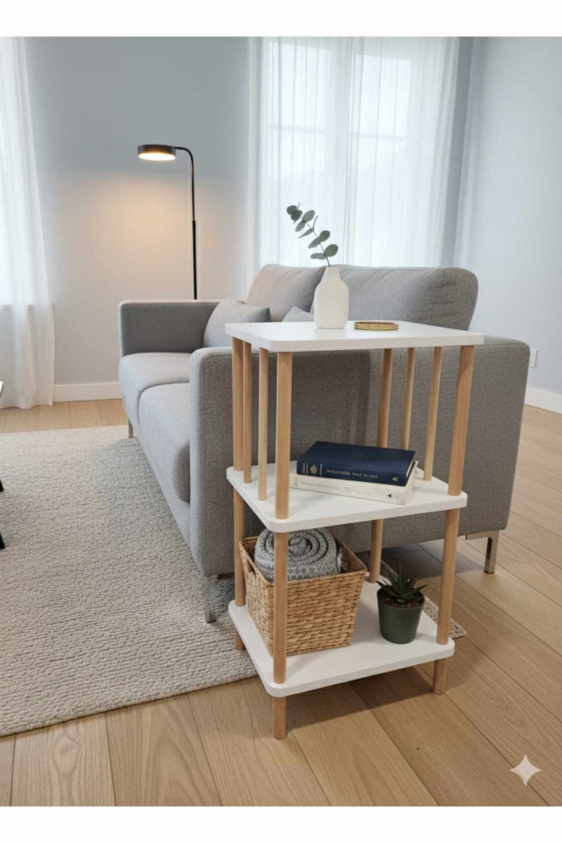 Sidebord Hanah Home Pika Tray (40 x 75 x 30 cm) Hvit - Hvit - Møbler - Bord - Avlastningsbord - Lampebord & sidebord
