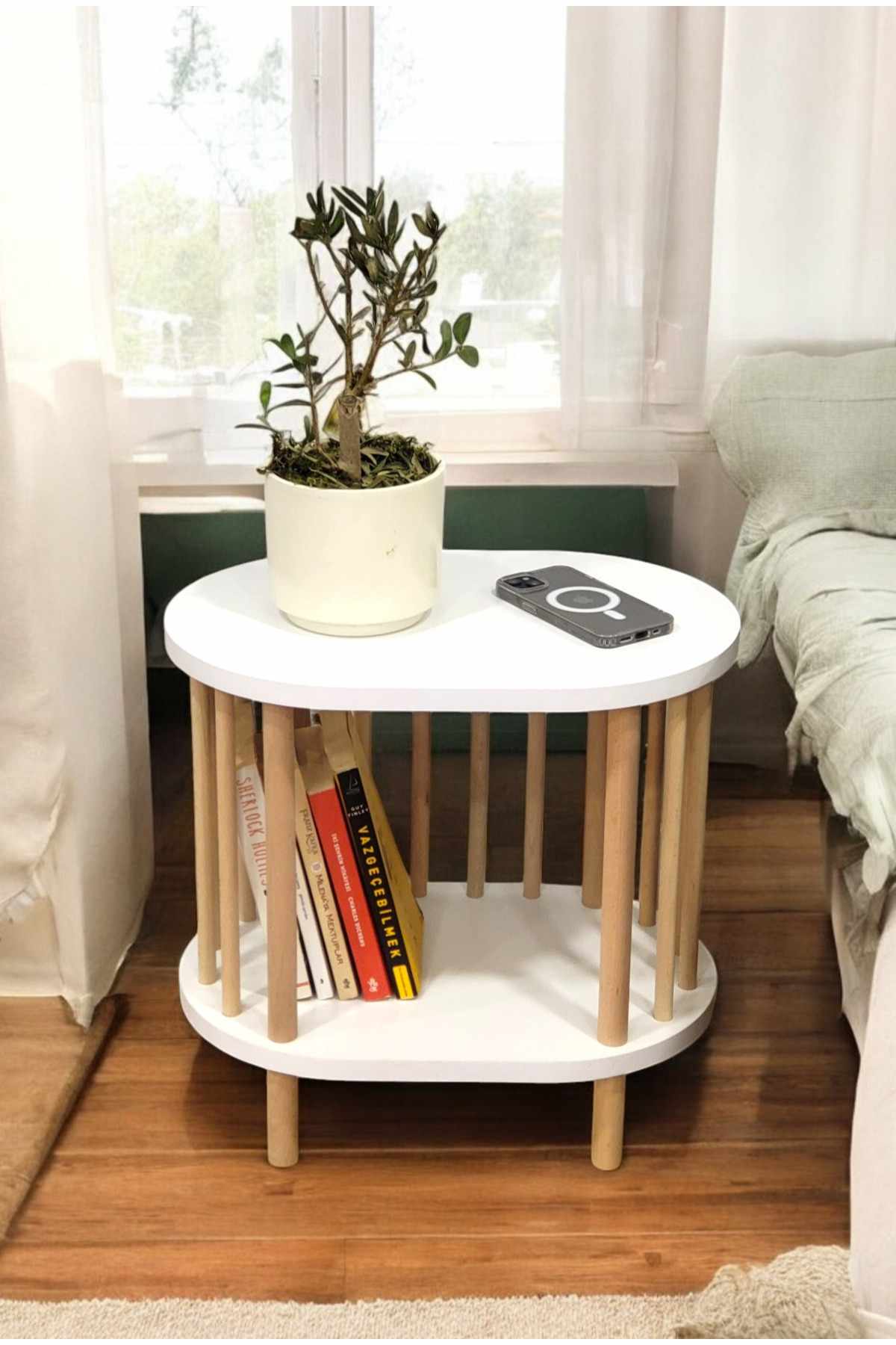 Sidebord Hanah Home Pika (45 x 43 x 30 cm) Hvit natur - Hvit og natur