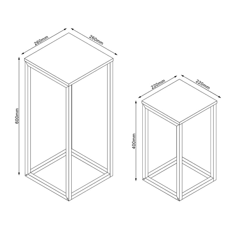 Sidebord HOME4YOU Hannes 2 stk sett 26x26x60 cm 22x22x40 cm Rustikk melamin - rustikk melamin - Møbler - Bord - Avlastningsbord - Settbord