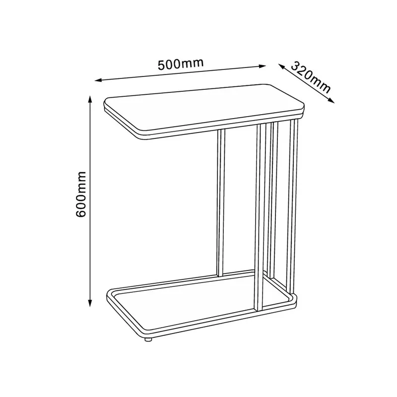 Sidebord HOME4YOU Hedvig 50x32x60 cm ask/svart - ask/svart - Møbler - Bord - Avlastningsbord - Lampebord & sidebord