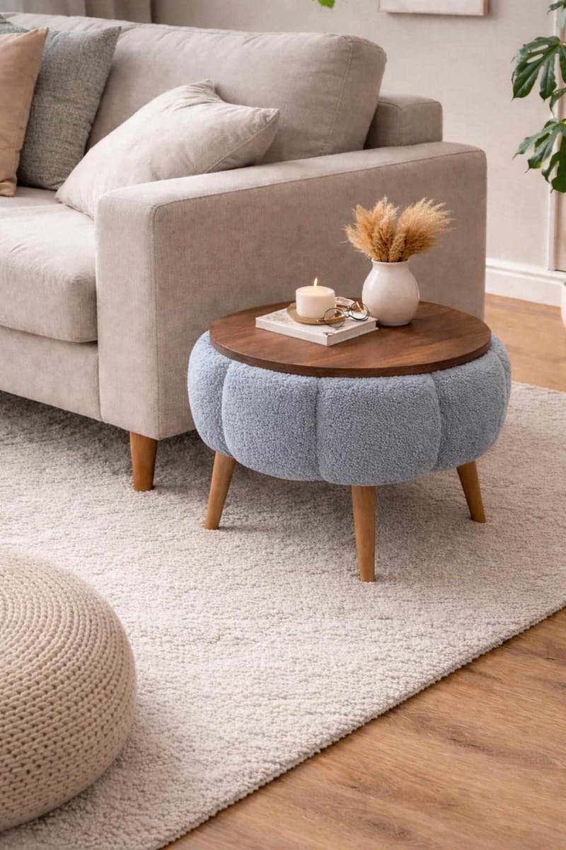 Sidebord Homitis Papatya (Ø45 x H44 cm) Grå - Møbler - Bord - Avlastningsbord - Lampebord & sidebord