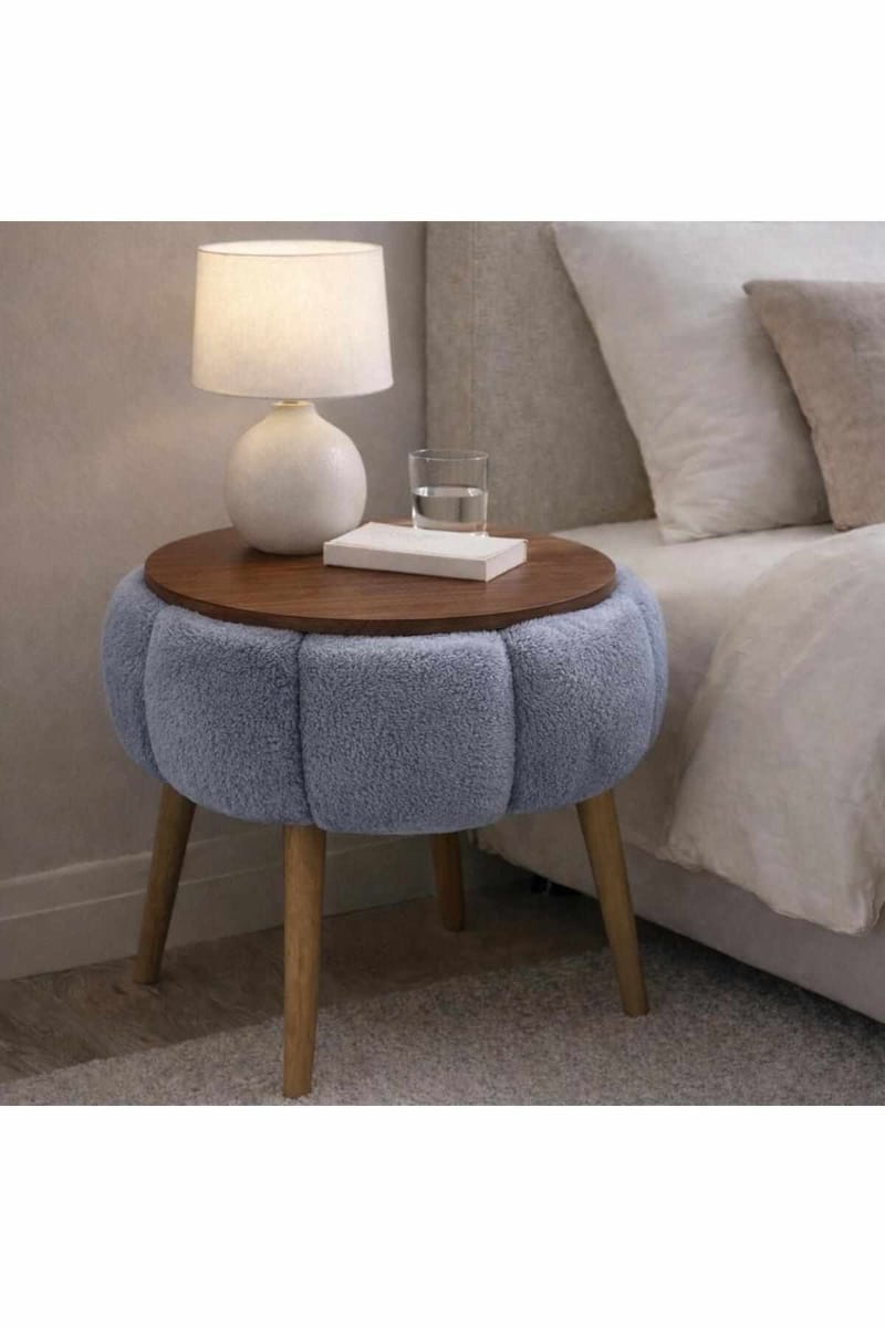 Sidebord Homitis Papatya (Ø45 x H44 cm) Grå - Møbler - Bord - Avlastningsbord - Lampebord & sidebord