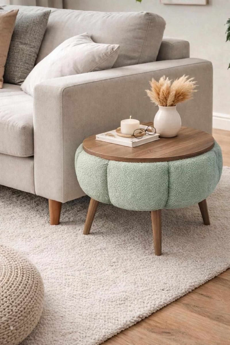 Sidebord Homitis Papatya (Ø45 x H44 cm) Grønn - Møbler - Bord - Avlastningsbord - Lampebord & sidebord
