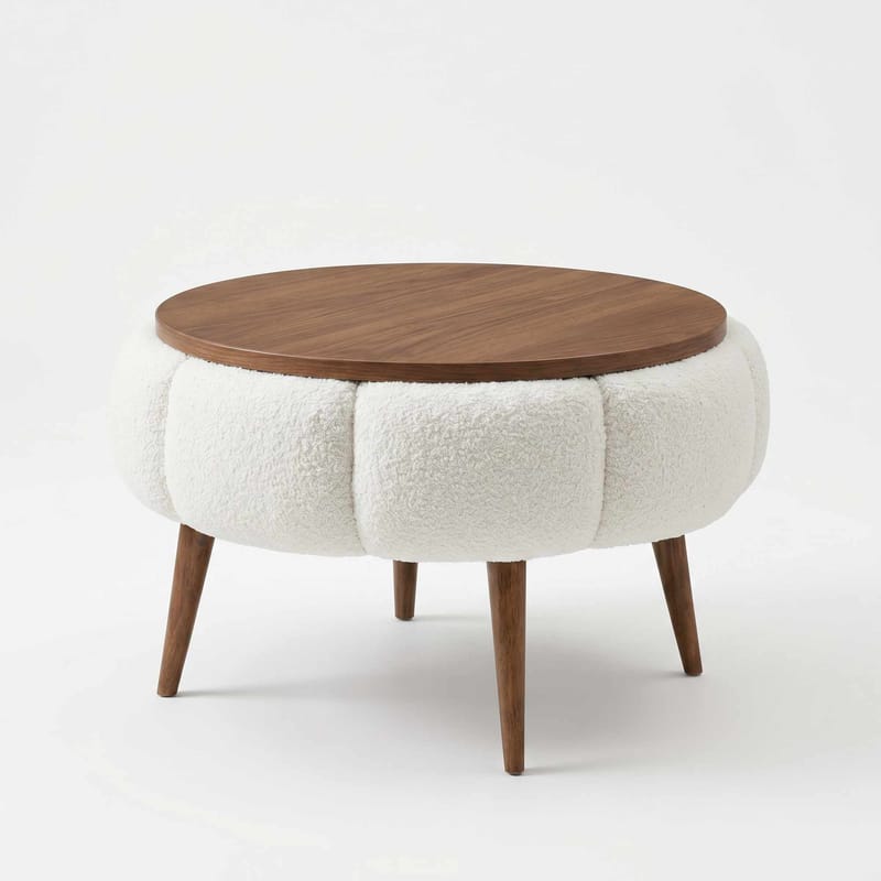 Sidebord Homitis Papatya (Ø45 x H44 cm) Cream - Møbler - Bord - Avlastningsbord - Lampebord & sidebord