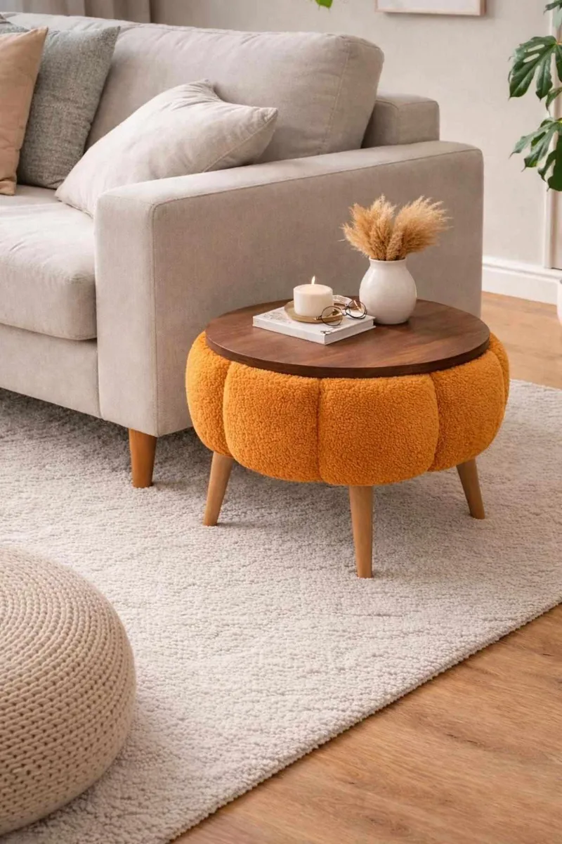Sidebord Homitis Papatya (Ø45 x H44 cm) Oransje - Møbler - Bord - Avlastningsbord - Lampebord & sidebord