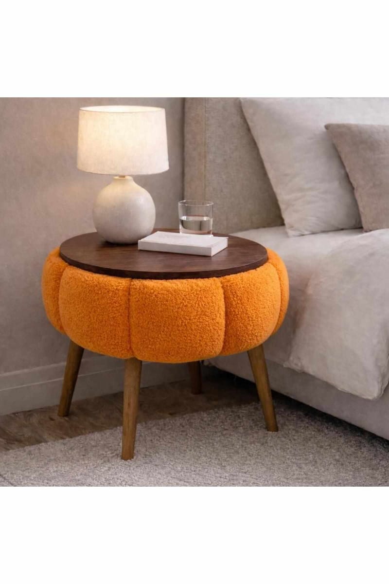 Sidebord Homitis Papatya (Ø45 x H44 cm) Oransje - Møbler - Bord - Avlastningsbord - Lampebord & sidebord