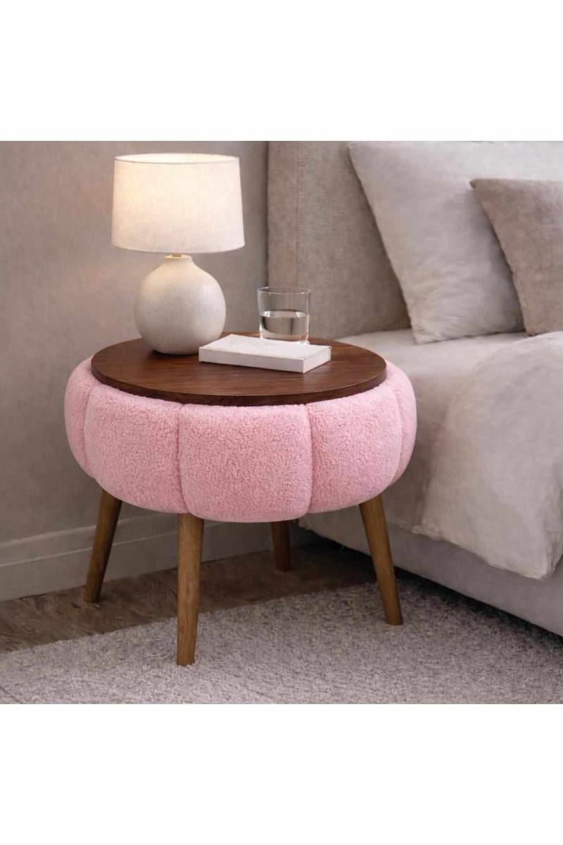 Sidebord Homitis Papatya (Ø45 x H44 cm) Rosa - Møbler - Bord - Avlastningsbord - Lampebord & sidebord