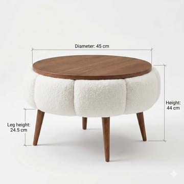 Sidebord Homitis Papatya (Ø45 x H44 cm) Cream - Møbler - Bord - Avlastningsbord - Lampebord & sidebord