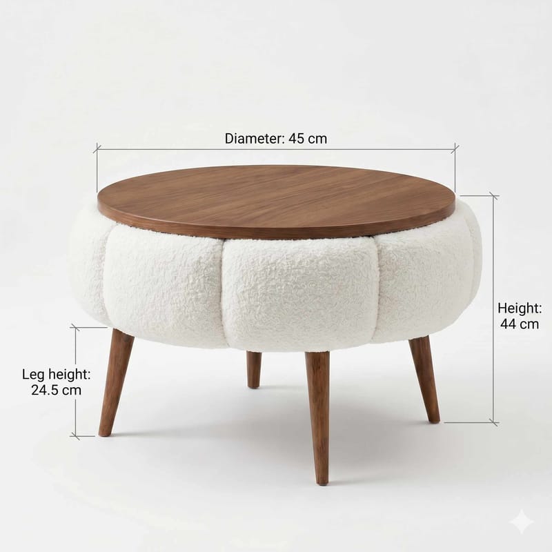 Sidebord Homitis Papatya (Ø45 x H44 cm) Cream - Møbler - Bord - Avlastningsbord - Lampebord & sidebord