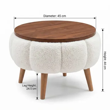Sidebord Homitis Papatya (Ø45 x H44 cm) Hvit - Møbler - Bord - Avlastningsbord - Lampebord & sidebord