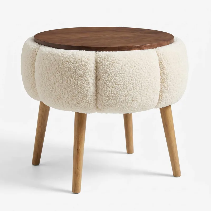 Sidebord Homitis Papatya (Ø45 x H44 cm) Cream - Møbler - Bord - Avlastningsbord - Lampebord & sidebord