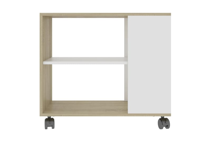 Sidebord hvit og sonoma eik 70x35x55 cm sponplate - Beige - Lampebord & sidebord - Brettbord og småbord