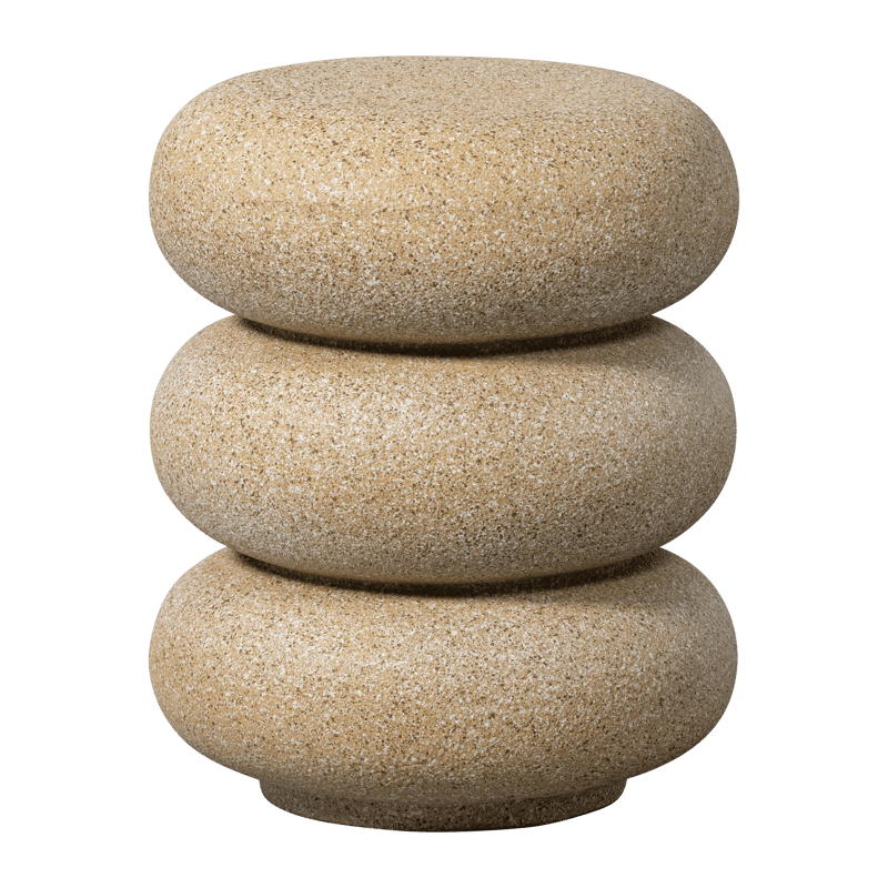 Sidebord Laurel 40 cm rundt, Beige