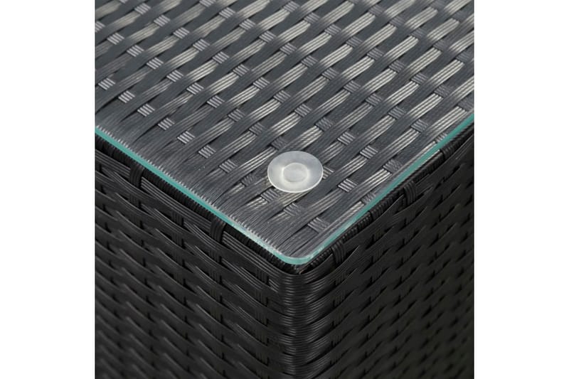 Sidebord med glasstopp svart 35x35x52 cm polyrotting - Lampebord & sidebord - Brettbord og småbord