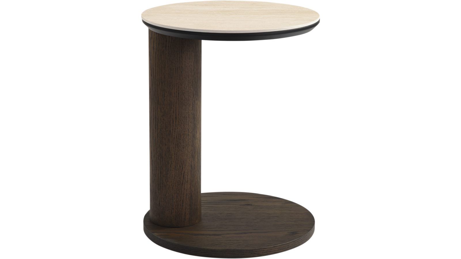 Sidebord NFG Giro 38 cm - Travertinlook, valnøttfiner