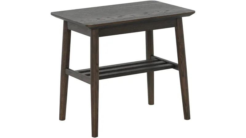 Sidebord Olsund med Hylle, Brun, hvitpigmentert