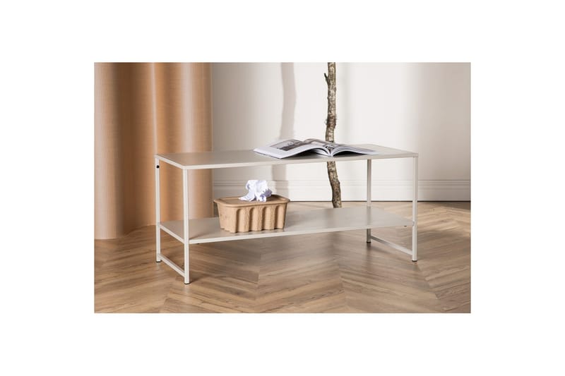 Sidebord Staal - Beige, 102x43x45 - Møbler - Bord - Avlastningsbord - Lampebord & sidebord