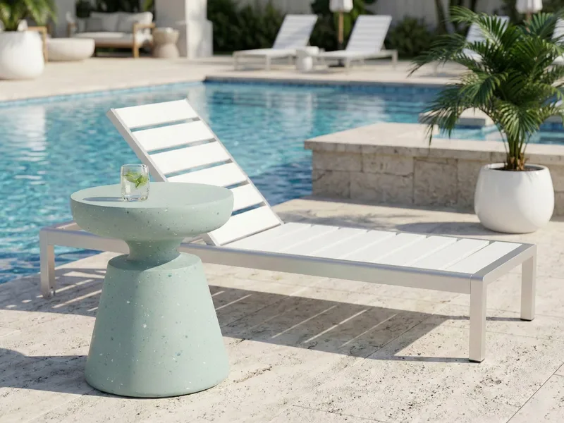 Sidebord utendørs Mincio 45 cm terrazzoeffekt - Grønn - Hagemøbler - Balkong - Balkongmøbler - Balkongbord