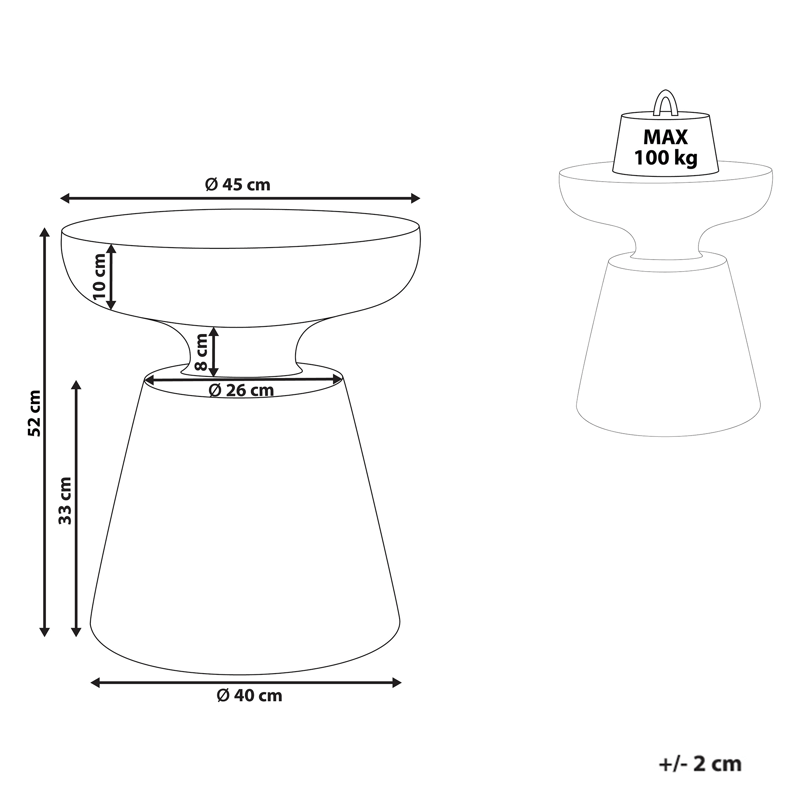 Sidebord utendørs Mincio 45 cm terrazzoeffekt - Grønn - Hagemøbler - Balkong - Balkongmøbler - Balkongbord