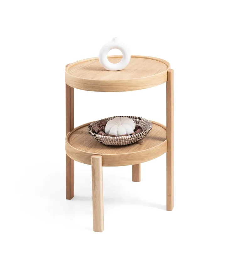 Sidebord Wallxpert Milan Yuvarlak (45 x 60 x 45 cm) Eik - Eik - Møbler - Bord - Avlastningsbord - Lampebord & sidebord
