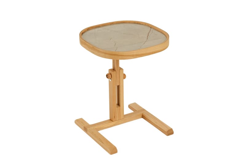 Sidebord Wallxpert Opus Kare (42 x 43 x 42 cm) Eik Grå Marmor - Eik og grå marmor - Møbler - Bord - Avlastningsbord - Lampebord & sidebord