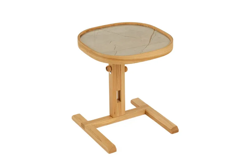 Sidebord Wallxpert Opus Kare (42 x 43 x 42 cm) Eik Grå Marmor - Eik og grå marmor - Møbler - Bord - Avlastningsbord - Lampebord & sidebord