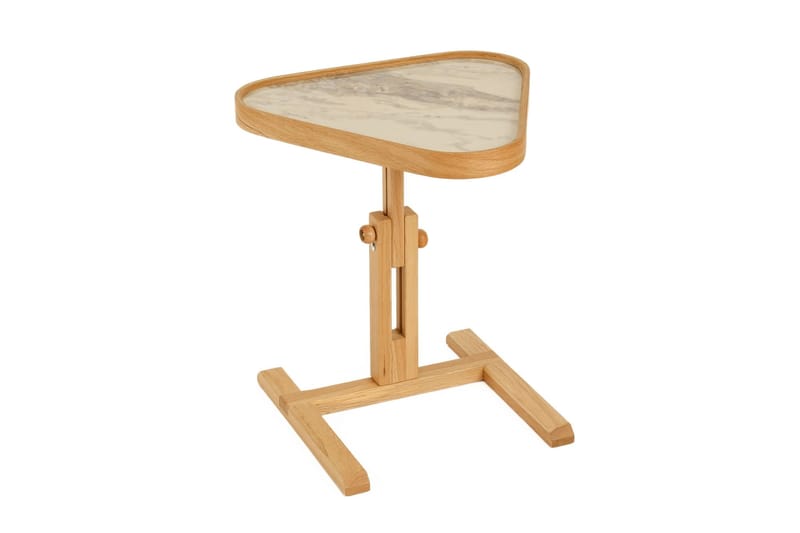 Sidebord Wallxpert Opus Ucgen (46 x 43 x 46 cm) Eik Hvit Marmor - Eik og hvit marmor - Møbler - Bord - Avlastningsbord - Lampebord & sidebord