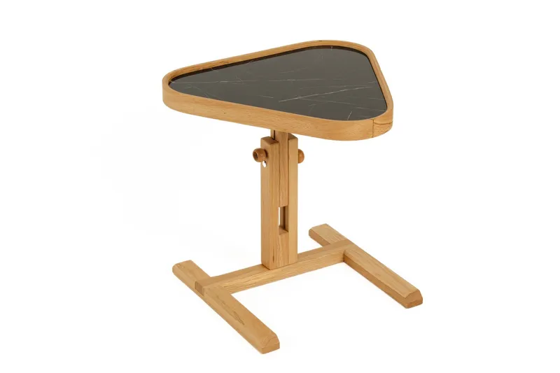 Sidebord Wallxpert Opus Ucgen (46 x 43 x 46 cm) Eik Svart Marmor, Eik og svart marmor