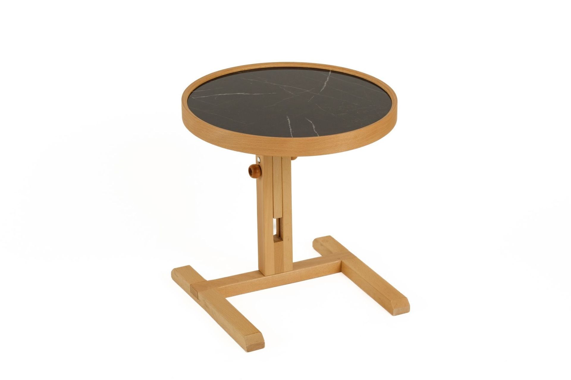 Sidebord Wallxpert Opus Yuvarlak (40 x 43 x 40 cm) Eik Svart Marmor - Eik og svart marmor