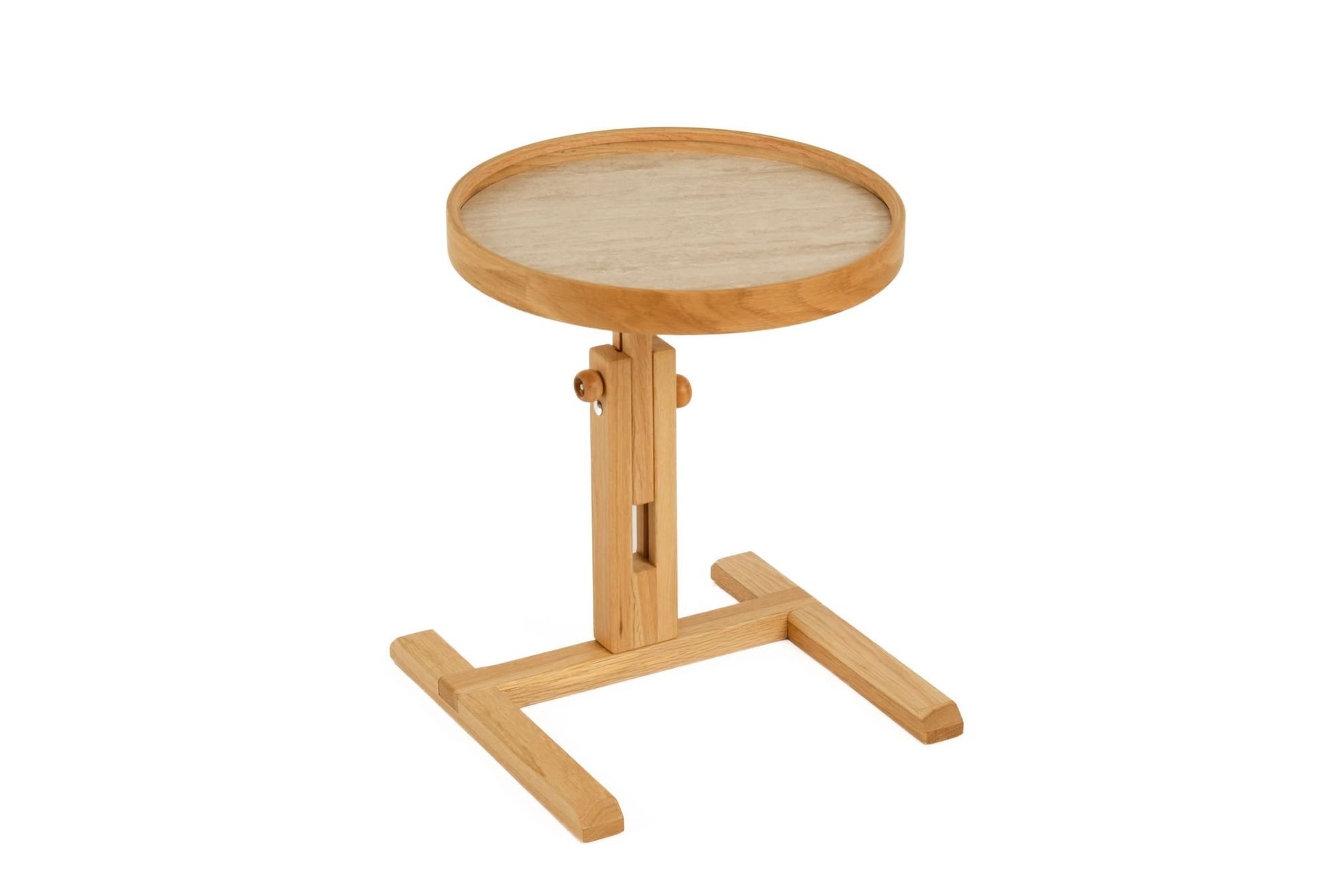 Sidebord Wallxpert Opus Yuvarlak (40 x 43 x 40 cm) Eik Travertin - Eik og travertin