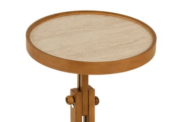 Sidebord Wallxpert Opus Yuvarlak (40 x 43 x 40 cm) Valnøtt Travertin - Valnøtt og travertin - Møbler - Bord - Avlastningsbord - Lampebord & sidebord