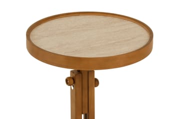 Sidebord Wallxpert Opus Yuvarlak (40 x 43 x 40 cm) Valnøtt Travertin - Valnøtt og travertin - Møbler - Bord - Avlastningsbord - Lampebord & sidebord