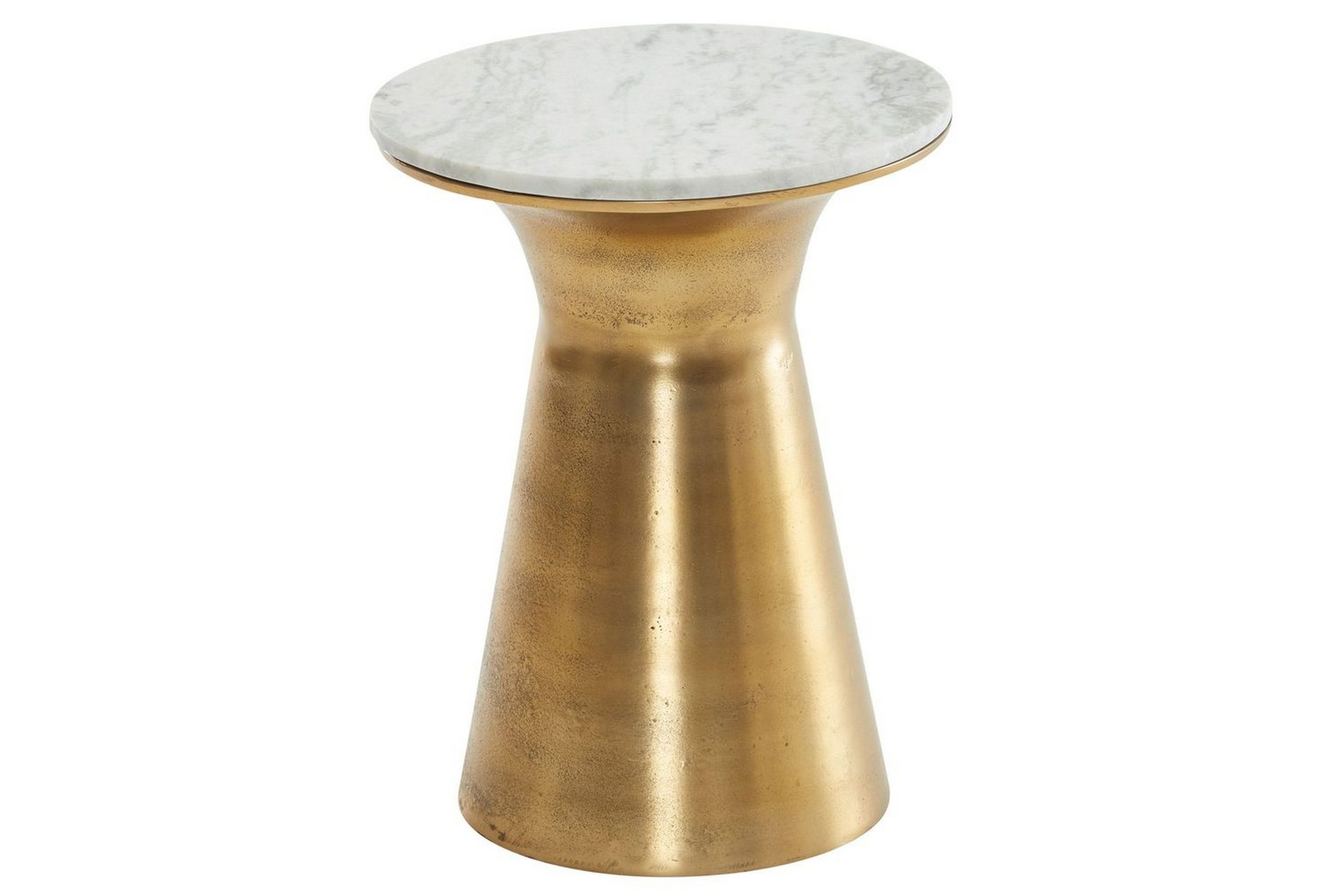 Sidebord Wohnling Ekte marmor, rund, 35 cm, gyllen base, moderne stil - Møbler - Bord - Avlastningsbord - Lampebord & sidebord