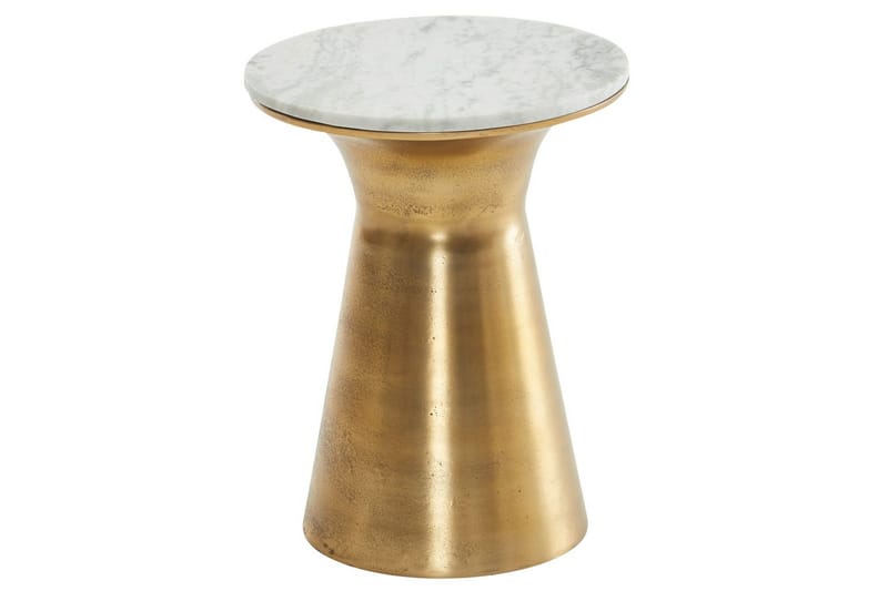 Sidebord Wohnling Ekte marmor, rund, 35 cm, gyllen base, moderne stil - Møbler - Bord - Avlastningsbord - Lampebord & sidebord