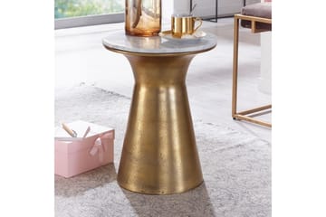 Sidebord Wohnling Ekte marmor, rund, 35 cm, gyllen base, moderne stil - Møbler - Bord - Avlastningsbord - Lampebord & sidebord